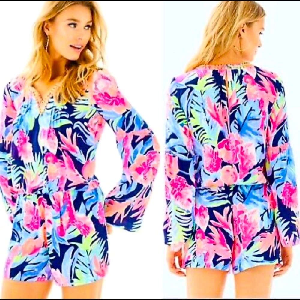 Lilly Pulitzer Arielle Romper Tropicolada S NEW NWT Silky Soft Shorts